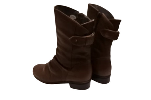 【…AShiOtO A91430 チョコレート】ミドル丈サイドジップ本革ブーツ